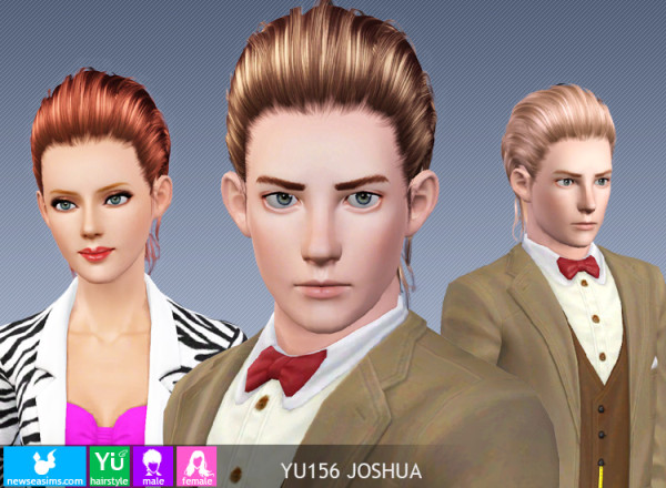 Glossy sleek back hairstyle YU156 Joshua by NewSea for Sims 3