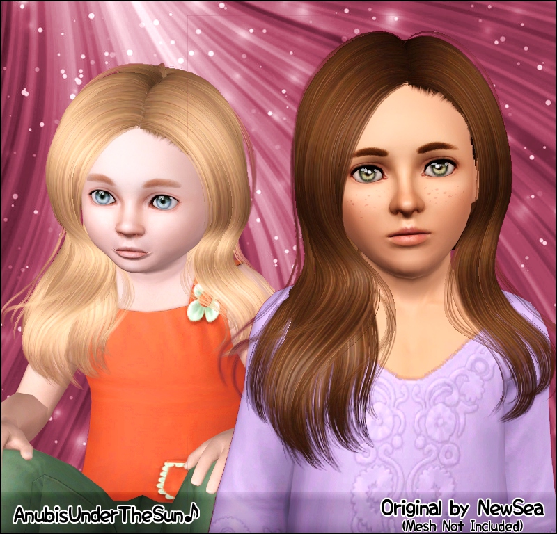 Glossy hairstyle NewSea`s Say Forever retextured by Anubis - Sims 3 Hairs