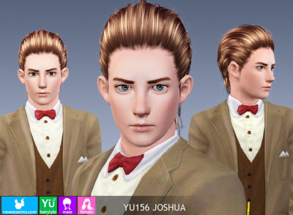 Glossy sleek back hairstyle YU156 Joshua by NewSea for Sims 3