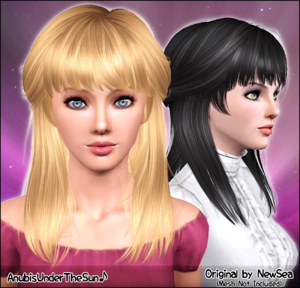 Half up do with bangs hairstyle NewSea`s Voyager retextured by Anubis for Sims 3