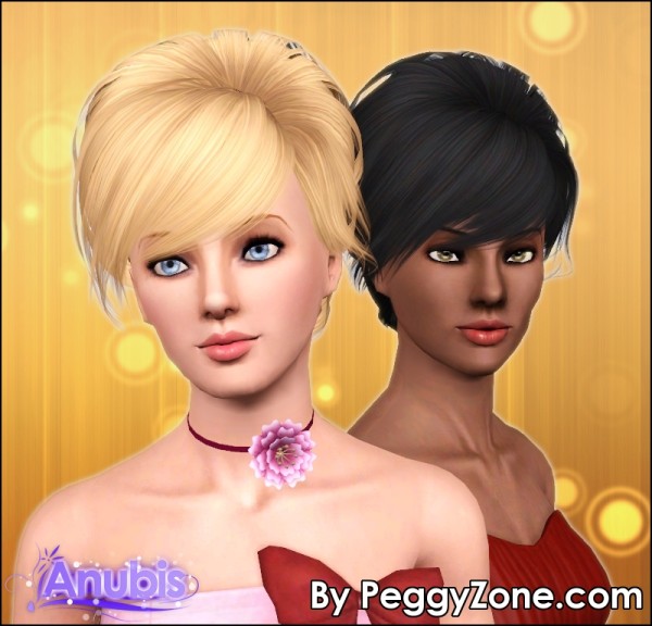 Formal bun hairstyle Peggy`s 483 retextured by Anubis for Sims 3