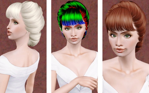 Elegant chignon with bangs hairstyle Skysims 130 by Beaverhausen for Sims 3