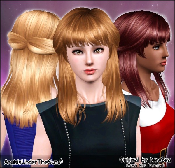 Half up do with bangs hairstyle NewSea`s Voyager retextured by Anubis for Sims 3