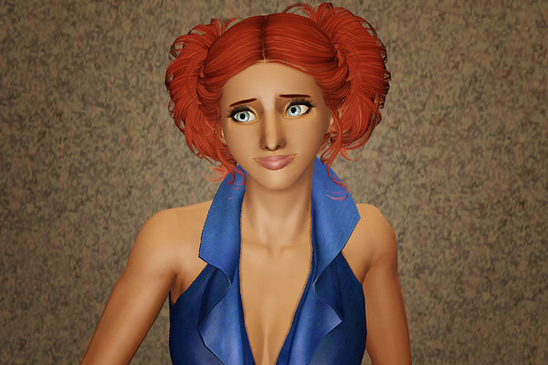 Double curly buns hairstyle Peggy retextured by Beaverhausen for Sims 3