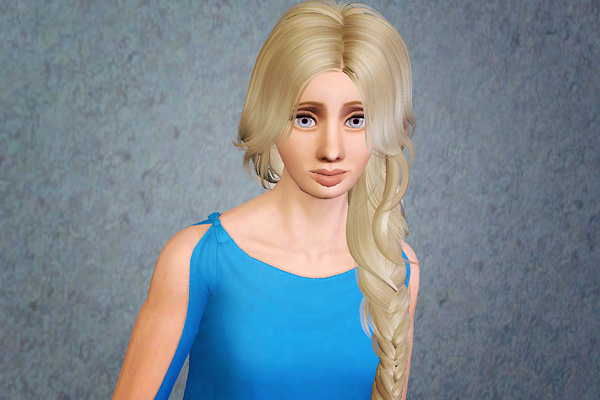 Dimensional braided side hairstyle retextured by Beaverhausen for Sims 3