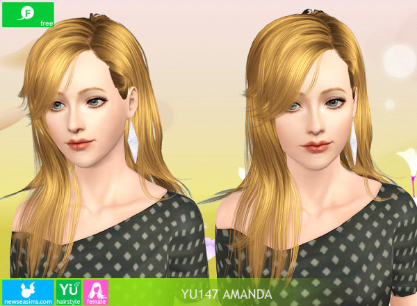 Thin hairstyle with bangs YU147 Amanda by NewSea for Sims 3