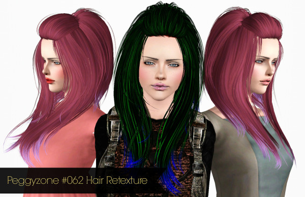 4 types of hair retextured by Phantasia for Sims 3