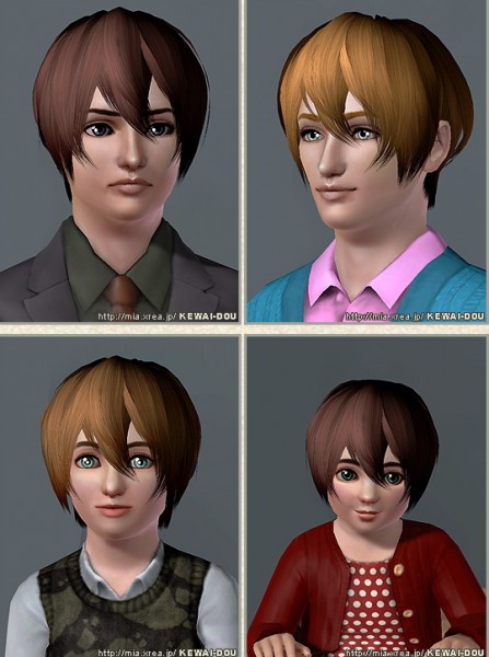 Dimesional bangs hairstyle for boys   Hibarimodel by Kewai Dou for Sims 3
