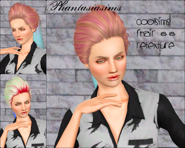 Voluminous ponytail hairstyle Coolsims 88 Retexturedby Phantasia for Sims 3