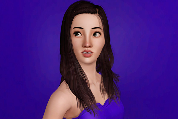 Straight with braided bangs hairstyle retextured by Beaverhausen for Sims 3