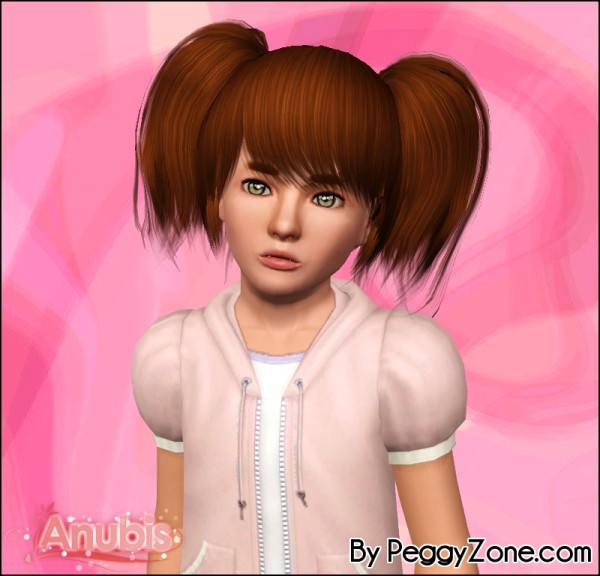 Double pigtails Peggy`s 551 hairstyle reetxtured by Anubis for Sims 3