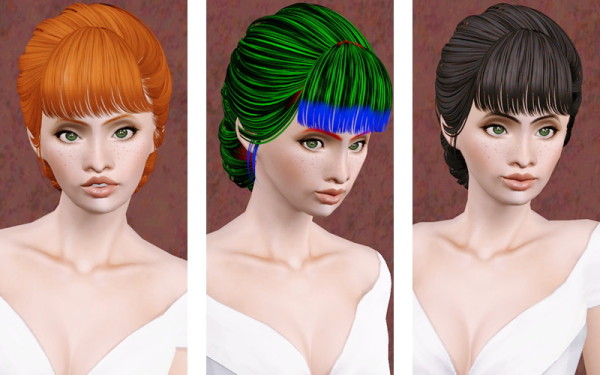 Elegant chignon with bangs hairstyle Skysims 130 by Beaverhausen for Sims 3