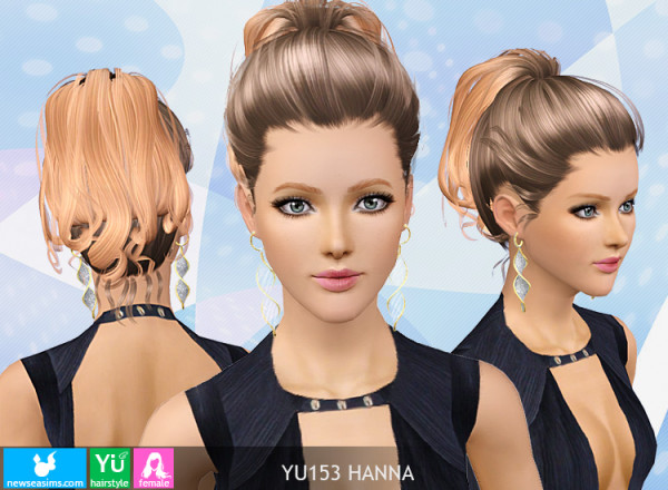 Colored ponytail hairstyle YU 153 Hanna by NewSea for Sims 3