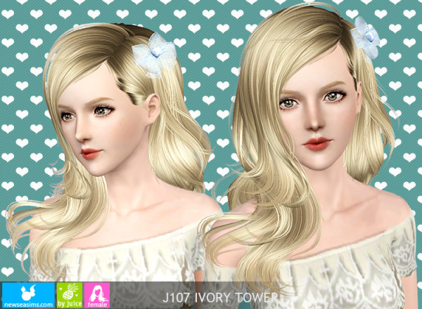 Romantic side flower hairstyle J107 IvoryTower by NewSea for Sims 3