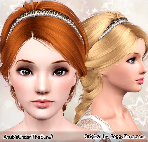 Royal braid with rhinestone headband Peggy`s 830 hairstyle retextured by Anubis for Sims 3