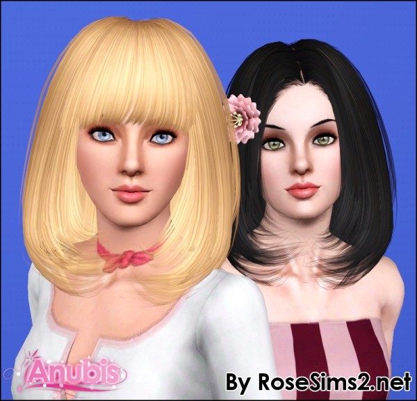 Chin Length bob with bangs hairstyle Rose`s retextured by ANubis for Sims 3