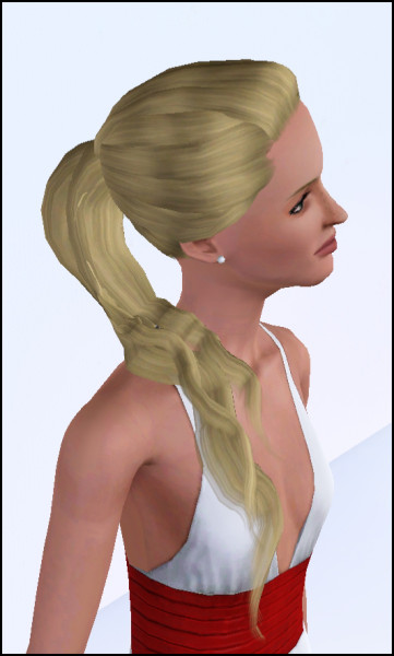 Wavy side ponytail hairstyle retextured by v ware at Mod The SIms for Sims 3