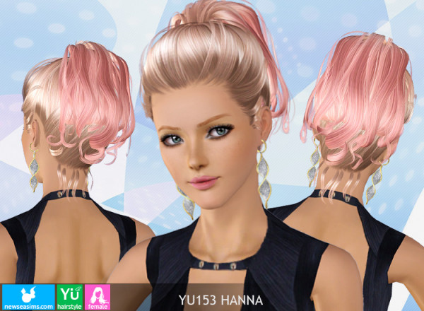 Colored ponytail hairstyle YU 153 Hanna by NewSea for Sims 3