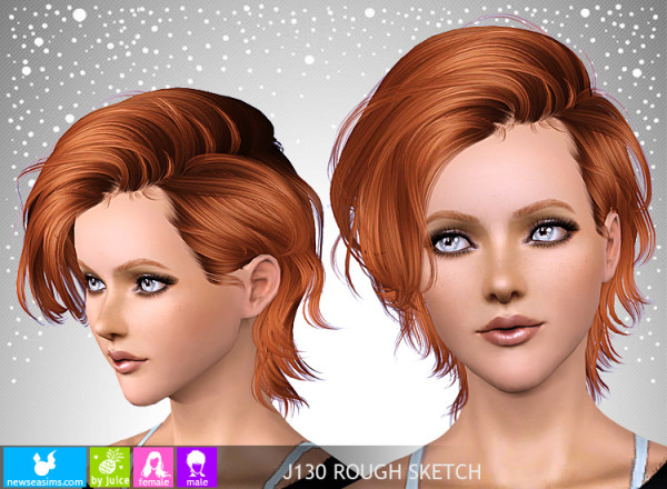 Chin Length bob hairstyle J130 Rough Sketch by NewSea for Sims 3