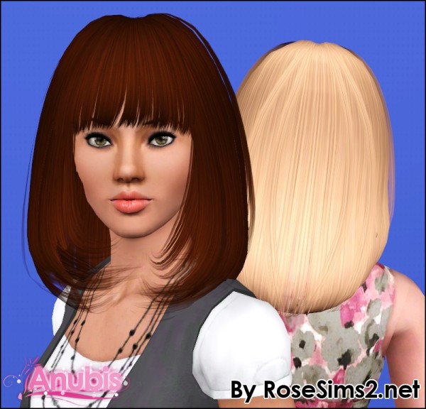 Chin Length bob with bangs hairstyle Rose`s retextured by ANubis for Sims 3