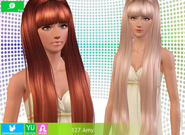 Shiny middle parth with bangs hairstyle 127Amy by NewSea for Sims 3