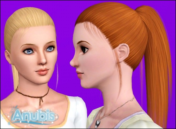 Simple high ponytail hairstyle Raonjena`s 15 retextured by Anubis for Sims 3