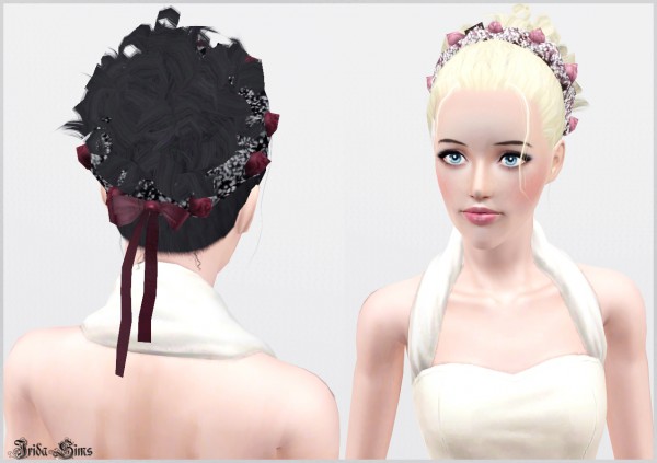 Chignon with flower crown hairstyle   Hair 23 by irida for Sims 3