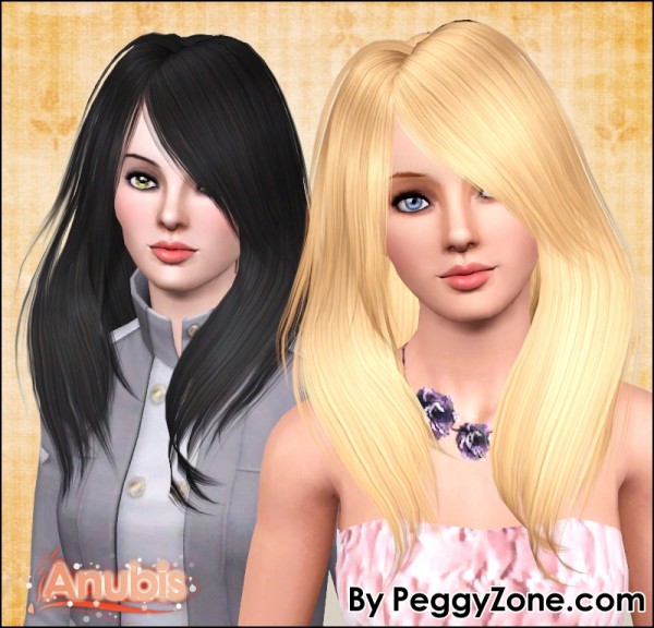 Asymmetrical rich waves hairstyle Peggy`s 537 for Sims 3