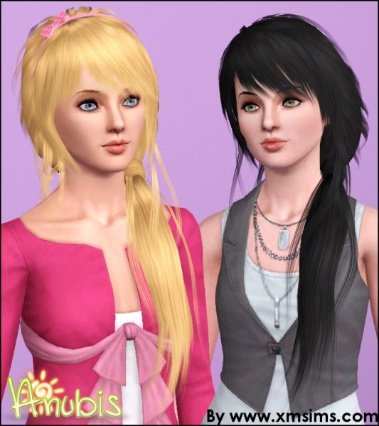 Fringed side hairstyle XM`s 27 and 28 retextured by Anubis for Sims 3