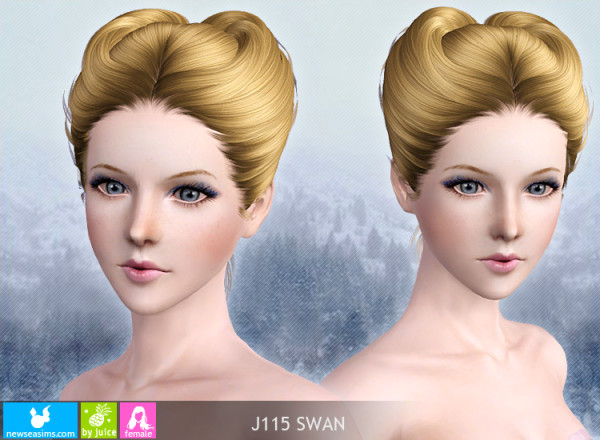 Horny chignon hairstyle J115 Swan by NewSea for Sims 3