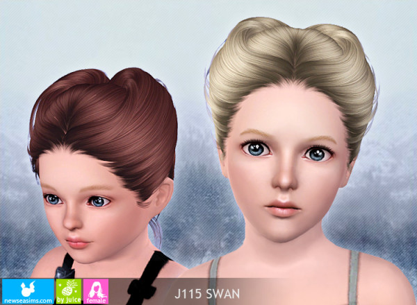 Horny chignon hairstyle J115 Swan by NewSea for Sims 3