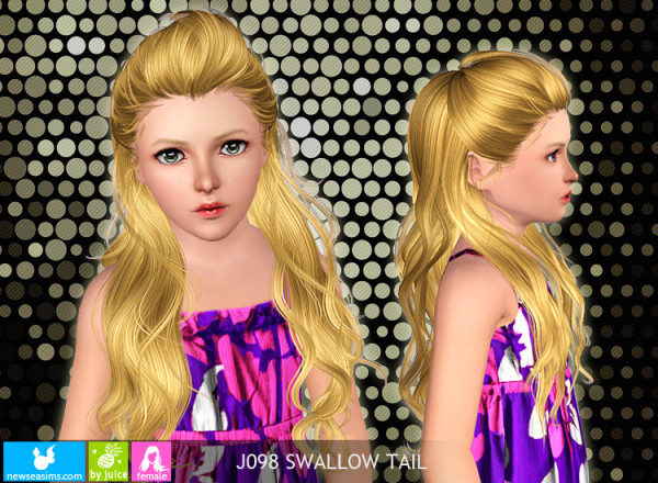 J098 Shallow Tail   Half up,half down hairstyle by NewSea for Sims 3