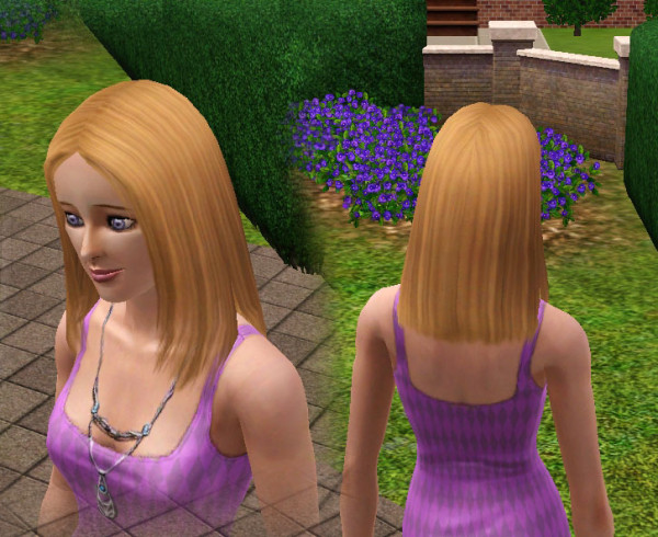 Shoulder length staight hairstyle retextured by Kiara 24 at Mod The Sims for Sims 3