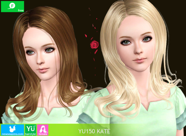 Shiny straight hairstyle YU150 Kate by NewSea for Sims 3