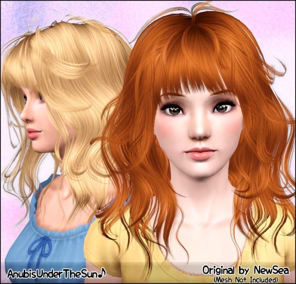 Curled hairstyle with bangs NewSea`s Gravitation retextured by Anubis for Sims 3