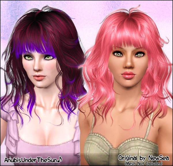 Curled hairstyle with bangs NewSea`s Gravitation retextured by Anubis for Sims 3