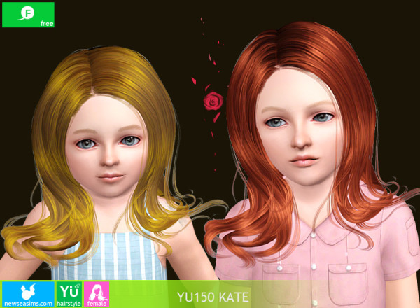 Shiny straight hairstyle YU150 Kate by NewSea for Sims 3