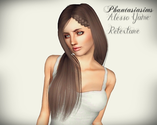 Braided bangs hairstyle Alesso Yume Retextured by Phantasia for Sims 3