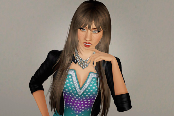 Straight with bangs hairstyle   Newsea’s Hit The Lights retextured by Beaverhausen for Sims 3