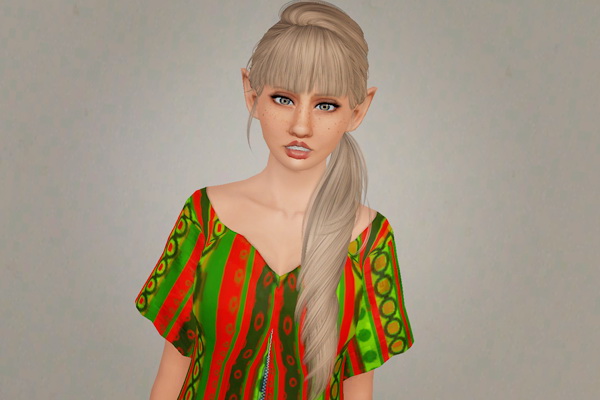The Side Pony Sweetheart hairstyle     SkySims 19 retextured by Beaverhausen for Sims 3