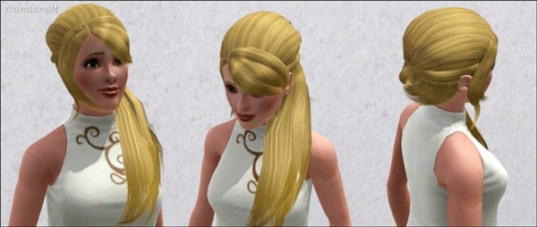 Ponytail with side bangs by Nandonalt at Mod The Sims for Sims 3