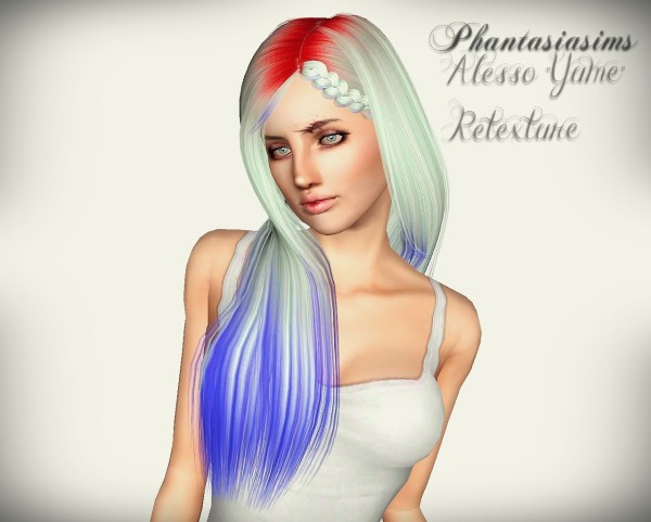 Braided bangs hairstyle Alesso Yume Retextured by Phantasia for Sims 3