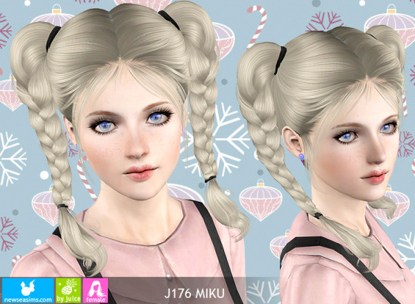 Double braide hairstyle   J176 Miku by NewSea for Sims 3