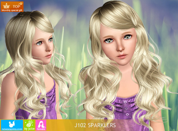 Super wavy hairstyle J102 Sparklers by NewSea for Sims 3