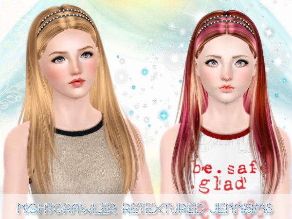 Double headband hairstyle retextured by Jenni Sims for Sims 3