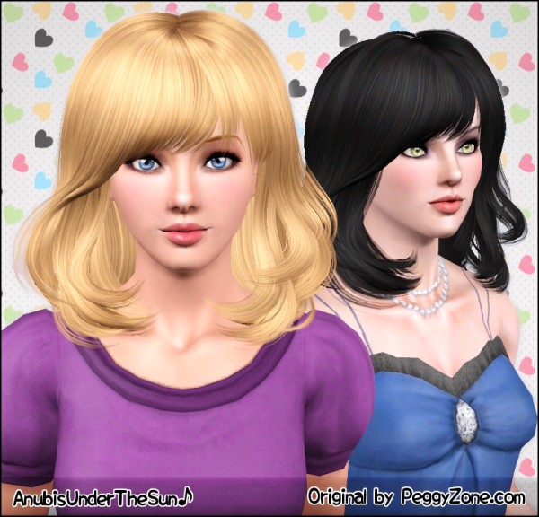 Framing the face with bangs hairstyle Peggy`s retextured by Anubis for Sims 3