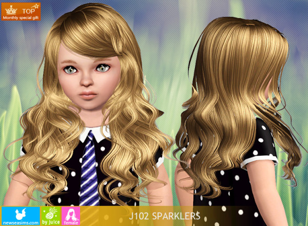 Super wavy hairstyle J102 Sparklers by NewSea for Sims 3