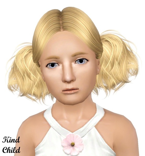 Double pigtail hairstyle Butterflysims 088 retextured by 19 Sims 3 Blog for Sims 3