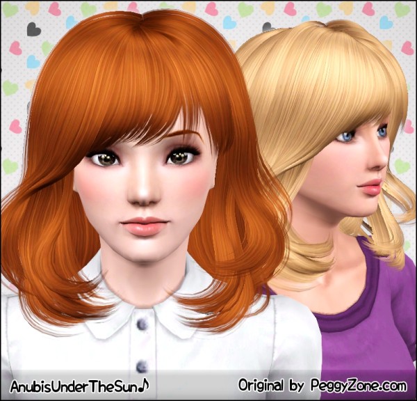 Framing the face with bangs hairstyle Peggy`s retextured by Anubis for Sims 3