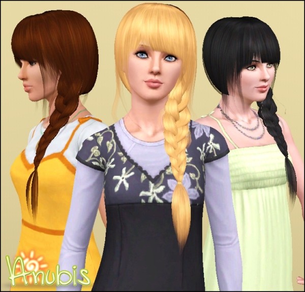 Braid in one side hairstyle Raonjena`10 retextured by Anubis for Sims 3